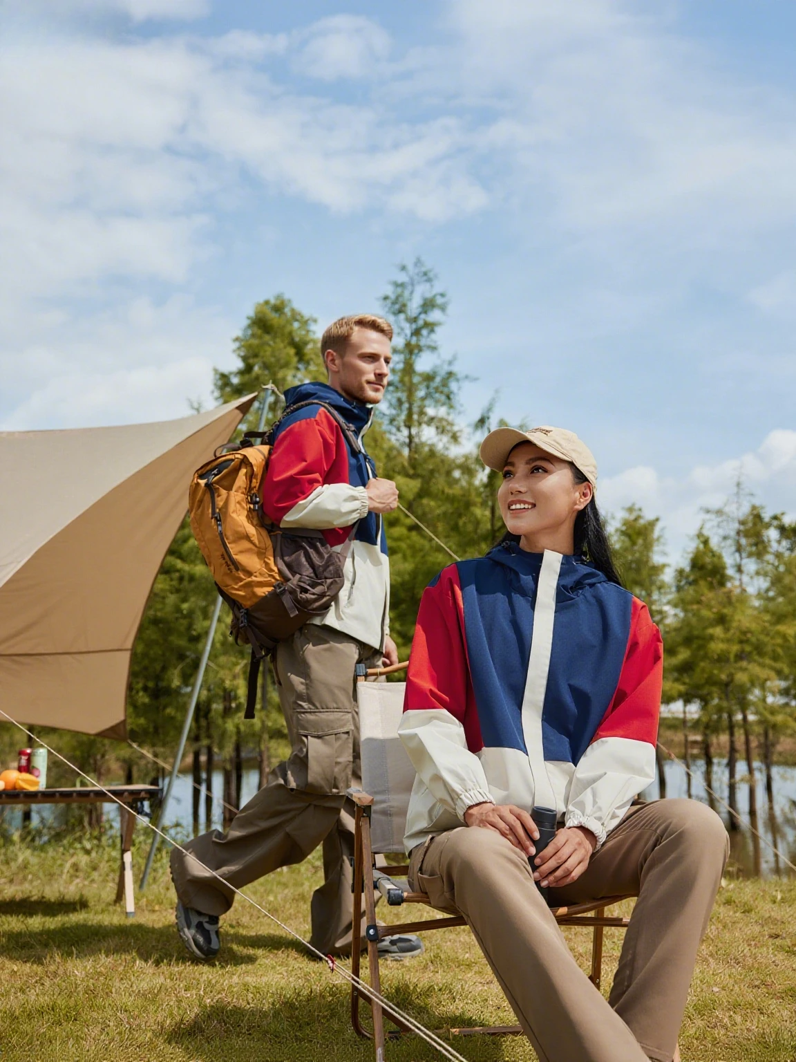 

Men's and Women's Outdoor Jackets Spring and Autumn Splicing Color Jackets Zipper Hoodies Mountaineering Sportswear Couples Wear