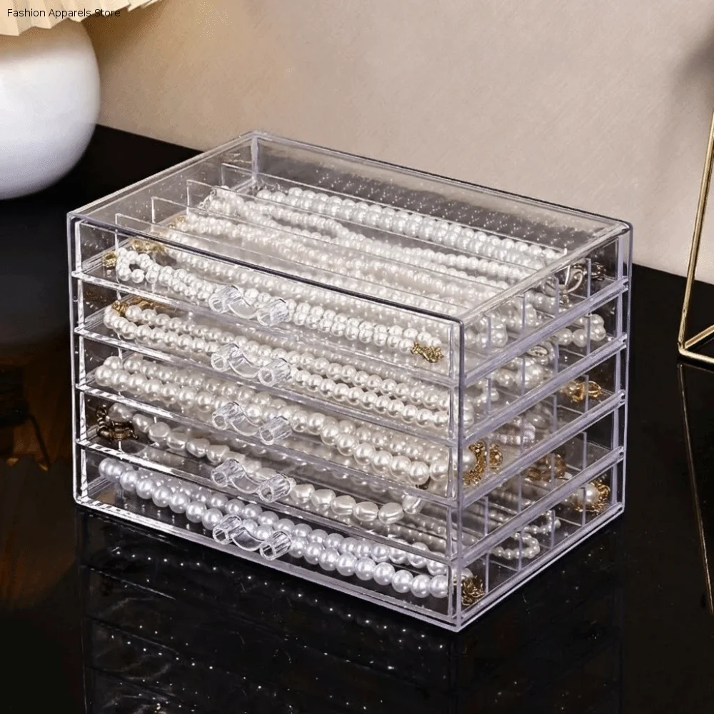 

3/5 Layer Transparent Necklace Storage Box Dust-proof Waterproof Necklace Display Cabinet Organizer Plastic