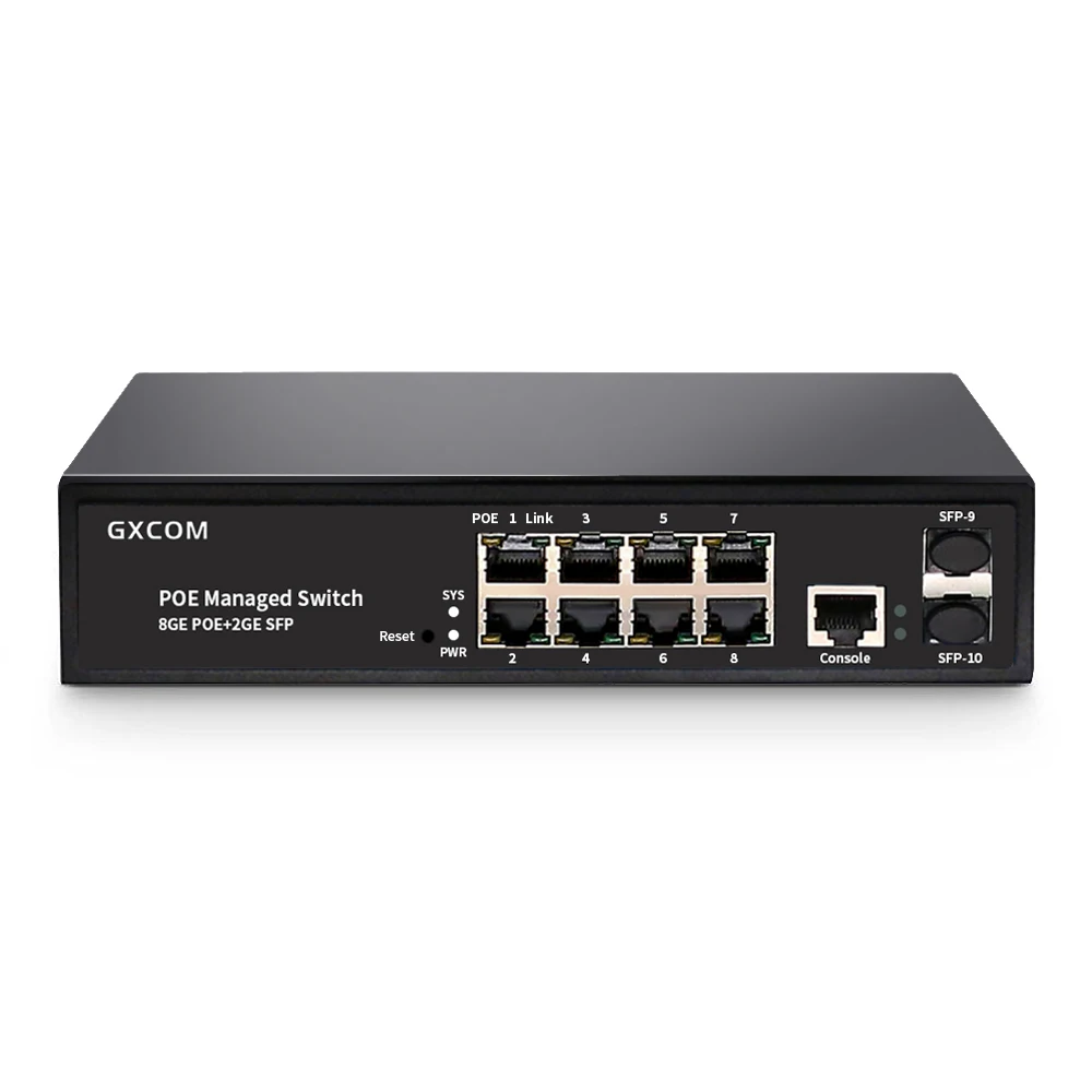 L2 Managed 8 Port 10/100/1000Mbps Managed PoE Switch with 2SFP