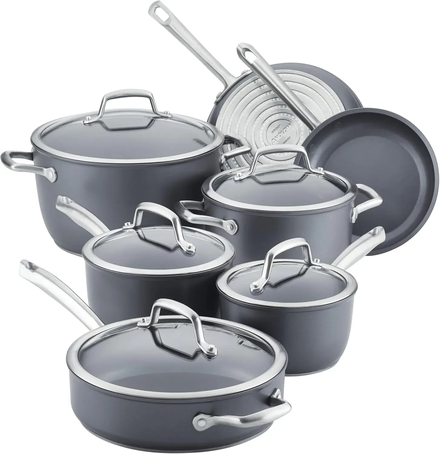 

Anolon Accolade Forged Hard Anodized Nonstick Cookware Pots and Pans Set, 12 Piece - Moonstone Gray