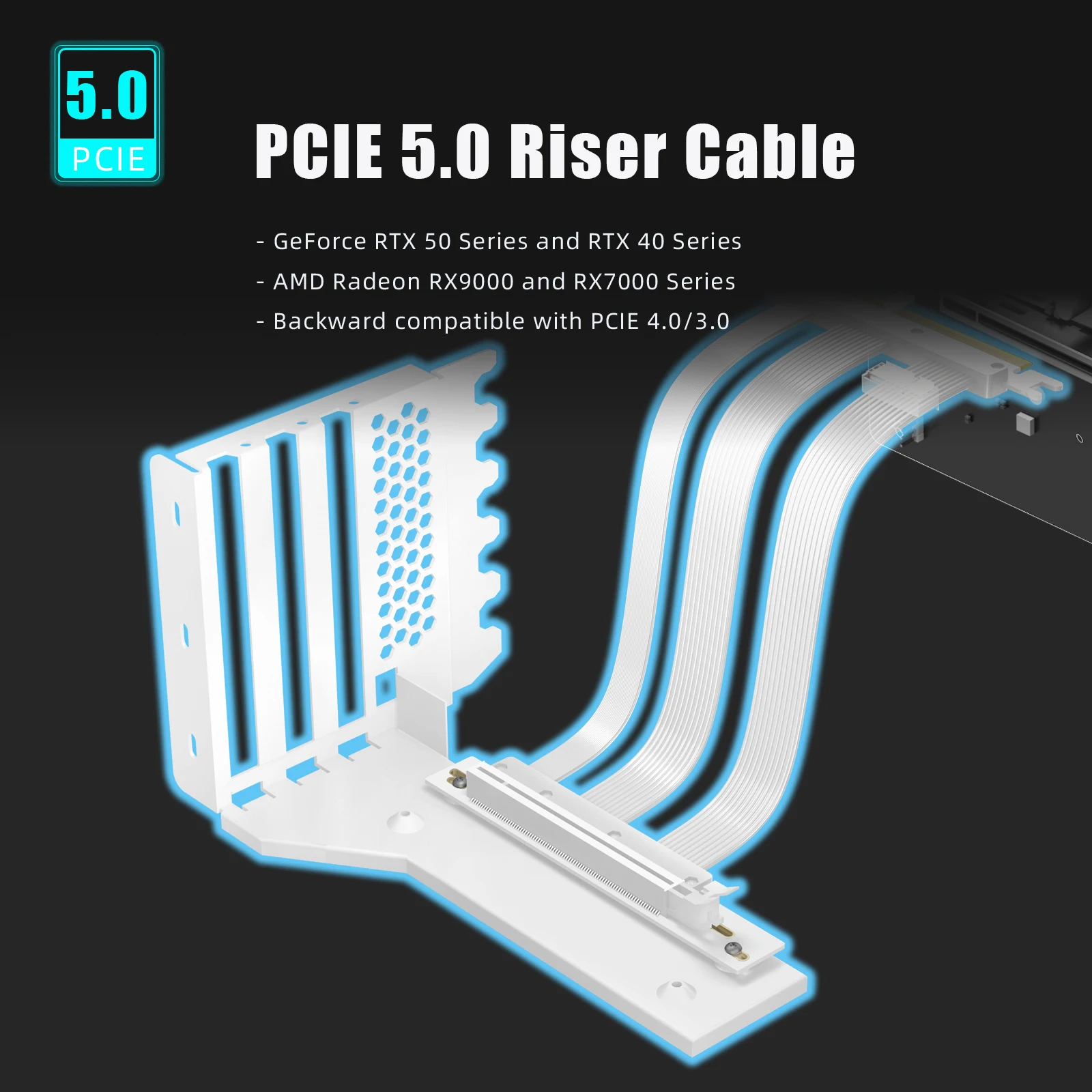 GLOTRENDS แนวตั้งกราฟิกการ์ดสนับสนุนวงเล็บ 150 มม.PCle 5.0 Riser สําหรับ 3-slot GPU แนวตั้ง