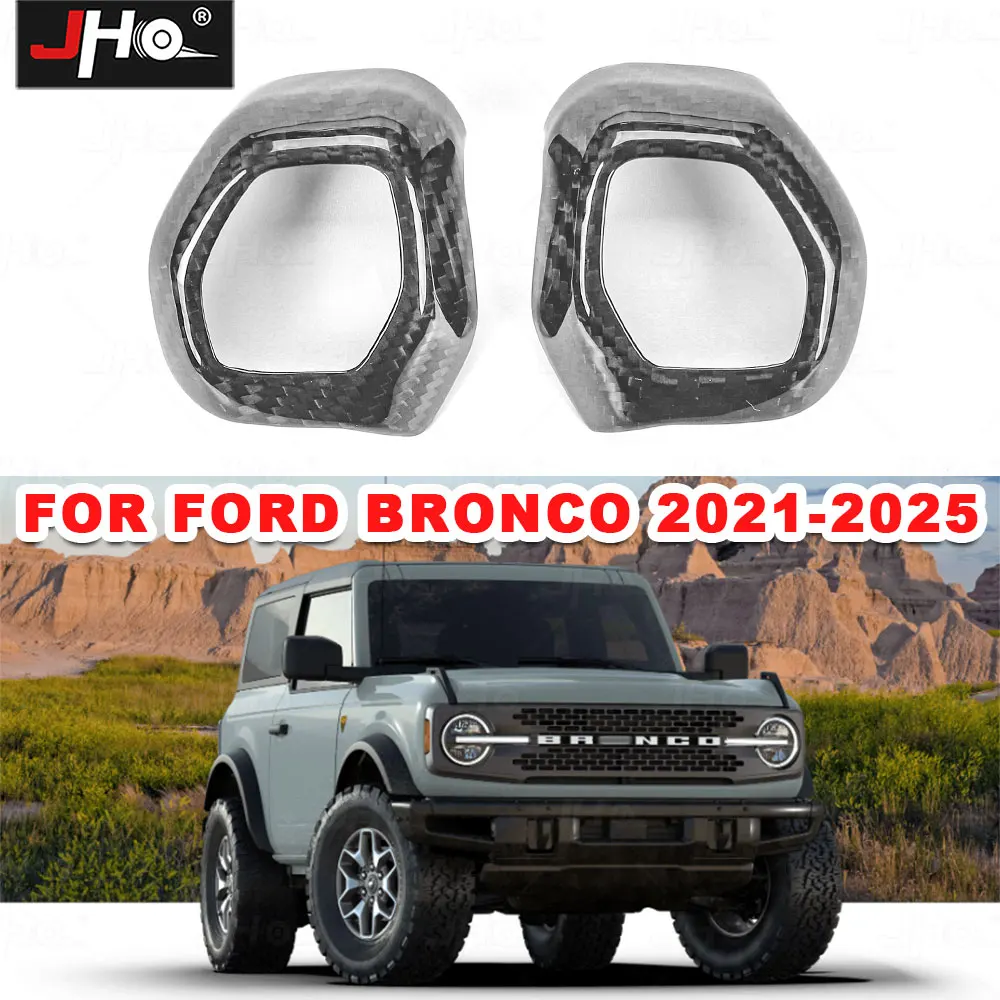 JHO Gear Shift Knob Head Handle Real Carbon Fiber Hand-stitching Wrap Cover For Ford Bronco 2022 2023 2024 Car Accessories