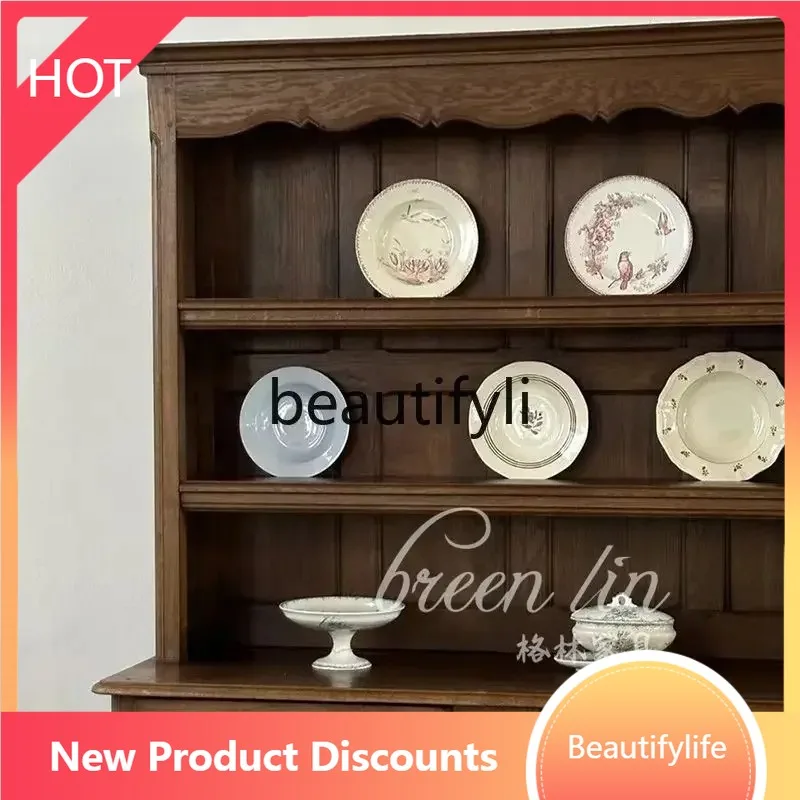 

smt53 French retro solid wood dining side cabinet American country living room decorative cabinet locker