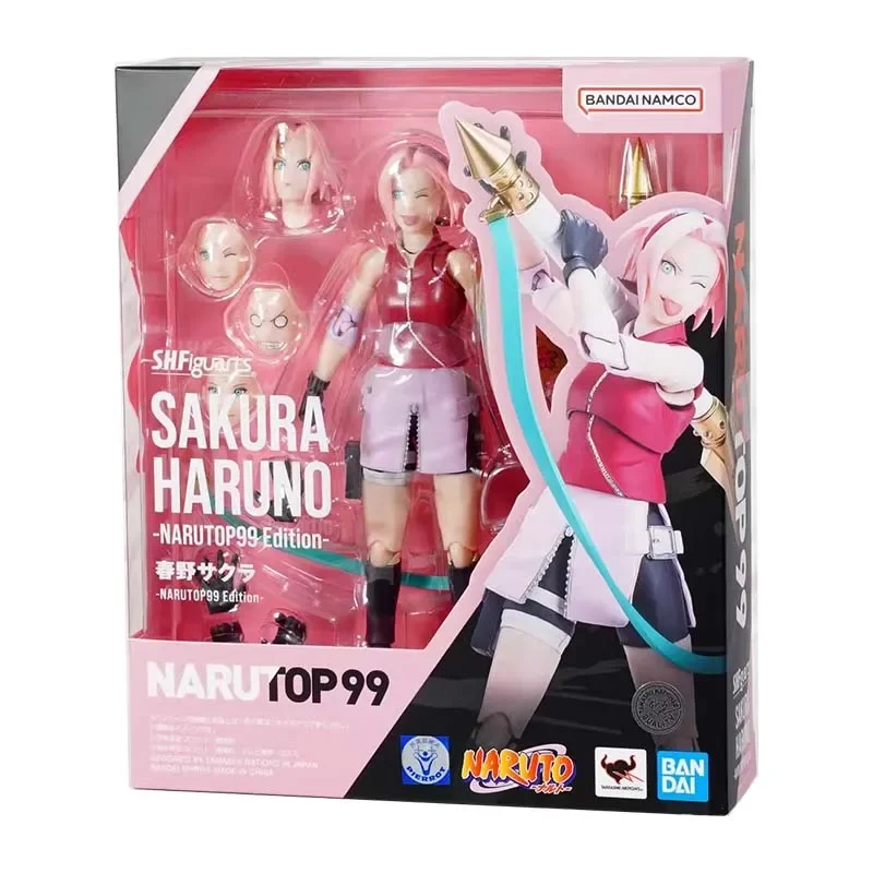 Bandai Figure Naruto Anime Figures SHF Haruno Sakura Narutop99 Edition Collection Model Action Figure Toys For Boys Gifts