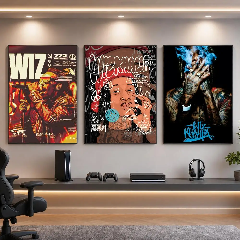 Rapper W-Wiz Khalifa Hip-Hop Poster HD Removable Wall Art Gift Bedroom Lounge Dorm Office Gaming Cafe Bars