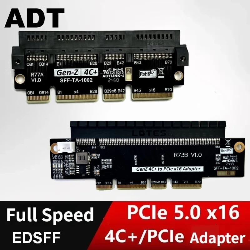 ADT PCIe 5.0 X16 to Gen-Z 4C+/SFF-TA-1002 EDSFF Server Adapter Card EDSFF 4C+ Raised Test Protection Card Gen5 PCI-E 5.0 512Gbps