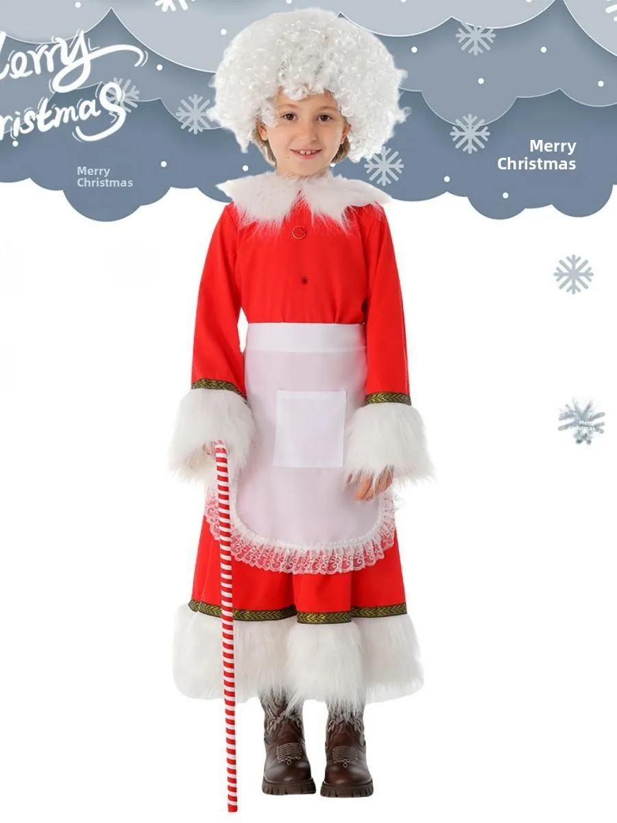 Nouveau Costume de spectacle pour enfants Cisas mme Claus, tenue de scène Par loween, Costume de spectacle sur scène pour enfants