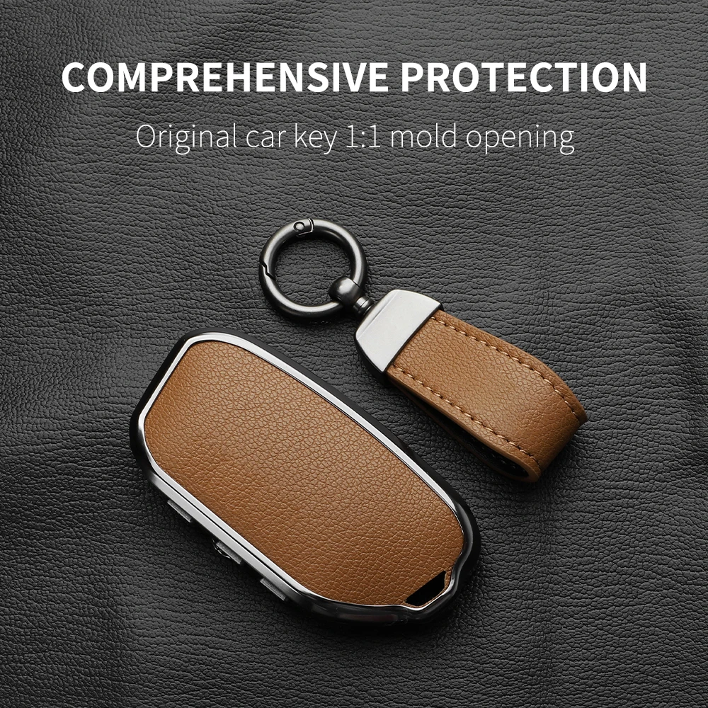 Aluminum Alloy Goatskin Car Key Case Cover For BMW G38 G12 F49 I20 G07 G08 1 5 7 Series X1 X5 X7 IX XM I7 M760 Keychain