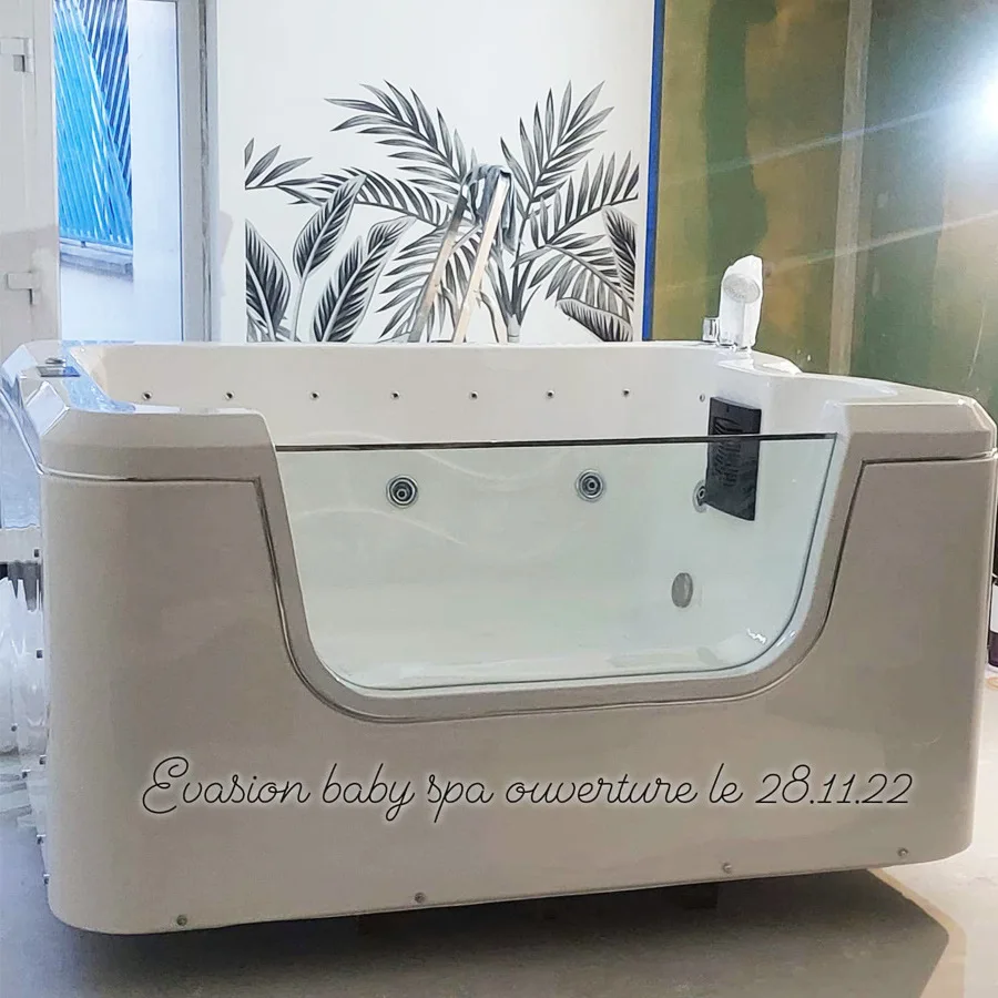 Modern White Acrylic Mini Whirlpool Thermostatic Stone Bathtub Oval Pattern Included Soaking Independent Drainage Hotels Babies