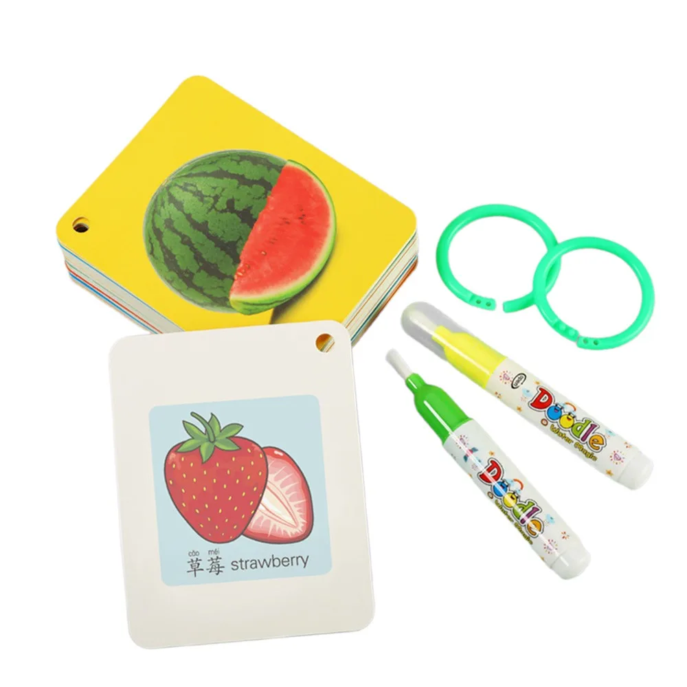 Magische Wasserzeichnungskarten mit Cartoon-Muster, kann es nicht auseinander reißen, verschiedene Themen, Montessori-Spielzeuge, kognitive Karte, Aufklärung