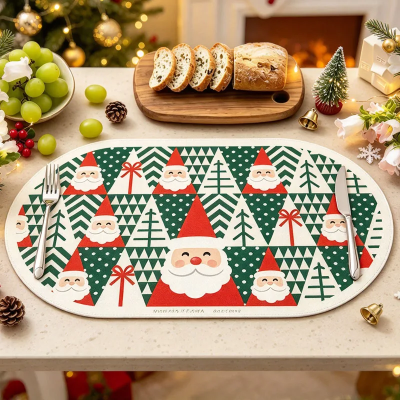 Xmas Christmas Heat Resistant Placemat Holiday Table Mat Insulation for Party Kitchen Festival Decoration Supplies New