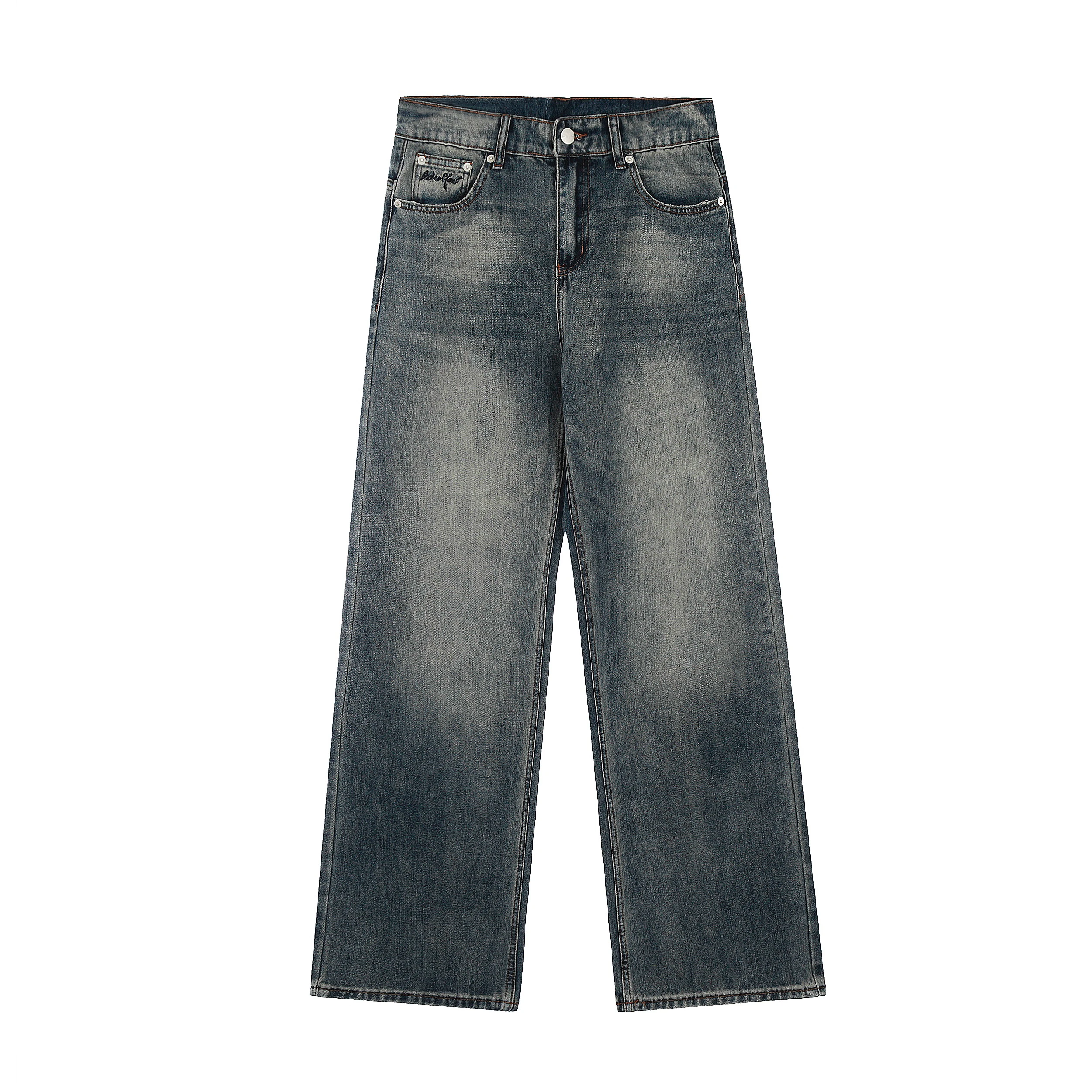 

Washed Vintage Jeans Loose Straight Leg Casual Long Trousers Spring Autumn Trendy Brand Broken Planet Youth Loose Fit Jeans