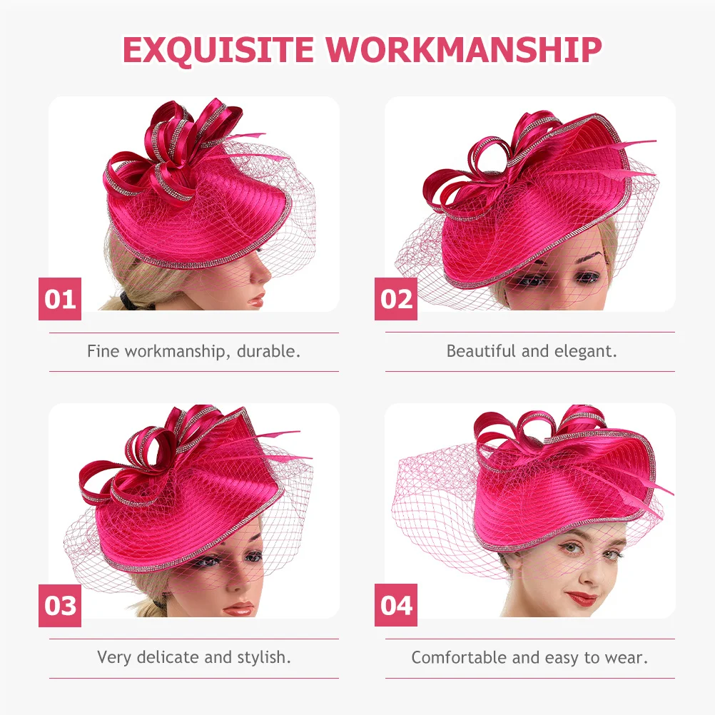 

Charming Fascinator Hat Headband Delicate Mesh Yarn Tea Party Wedding Bridal Hairpiece Elegant Hat for Women Bridesmaids