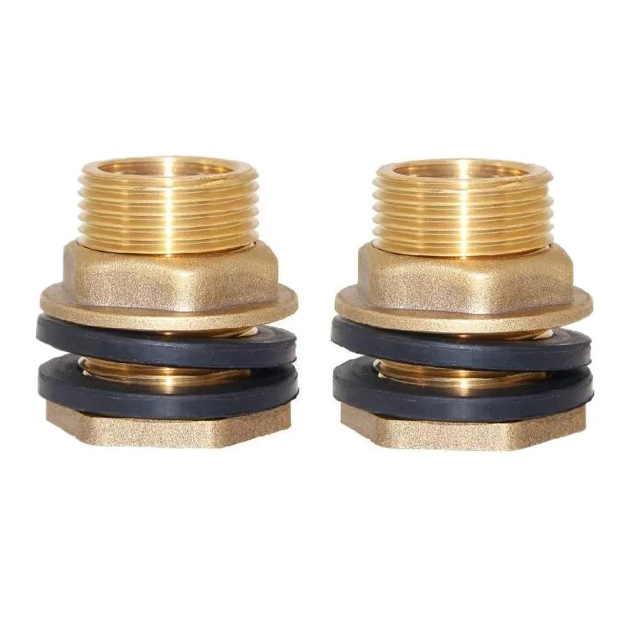 2 Pack Brass Hose Bulkhead Fitting 1/2