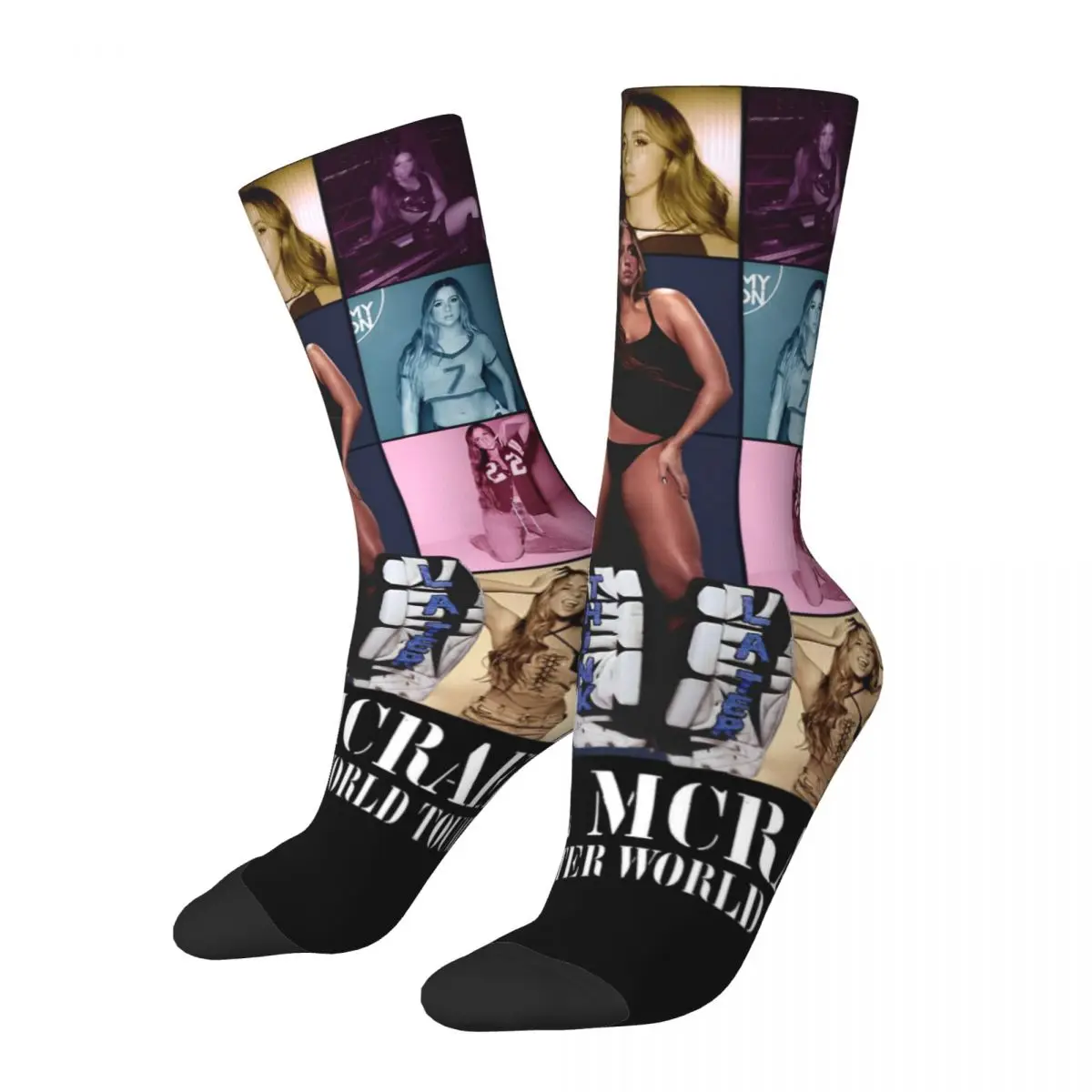 Funny Unisex Retro Singer Tate McRae Eras Tour 2024 Design Socks Merch Basketball Socks Cotton Best Gift Idea