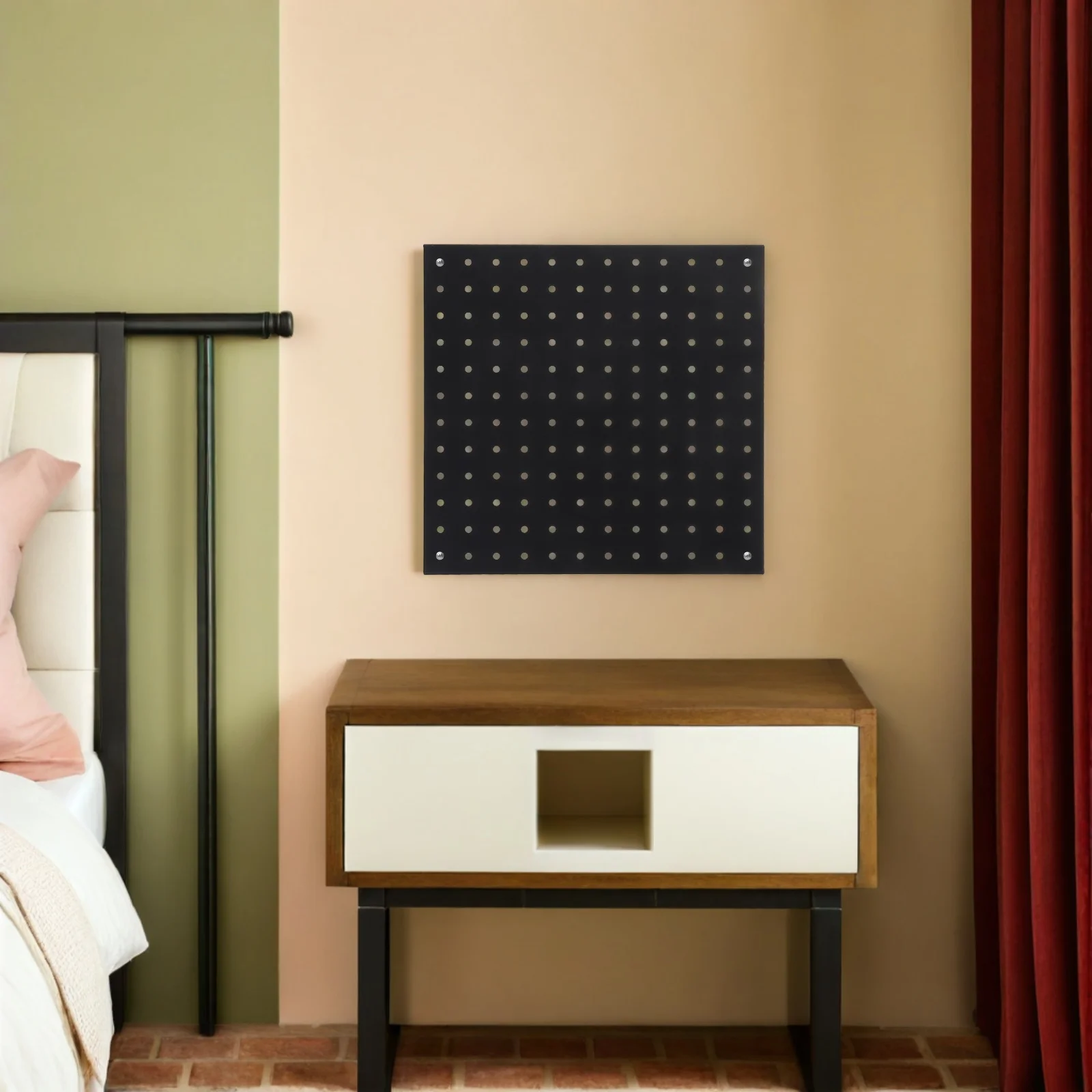 

4pcs Heavy Duty Pegboard Panels Black Metal Wall Organizer For Garage Tool Storage Office Kitchen No Drill Wall Mounted Utility