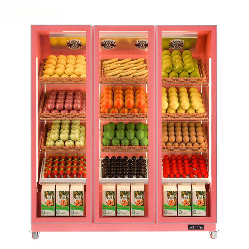 Fridge Vegetable Small Fresh Fruit Display Refrigerator with Doors