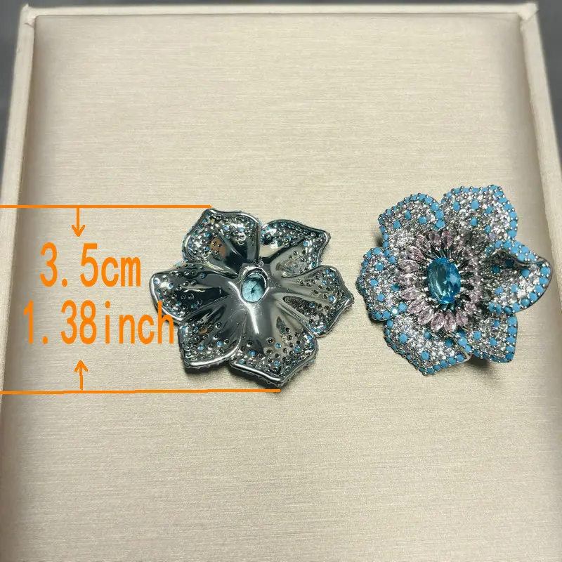 Bilincolor Fashion Blue Flower Stud Earring for Women Wedding