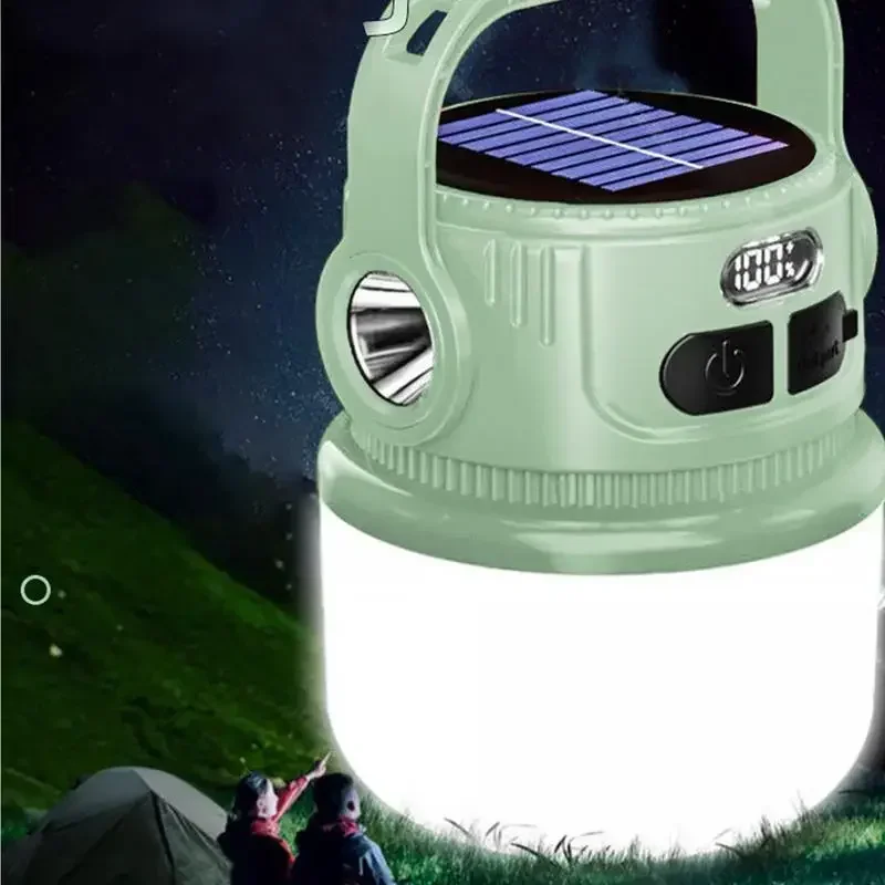 Portable LED Camping Flashlight Rechargeable LED Camping Solar Rechargeable Lantern Waterproof Outdoor Supplies Lightweight Tent