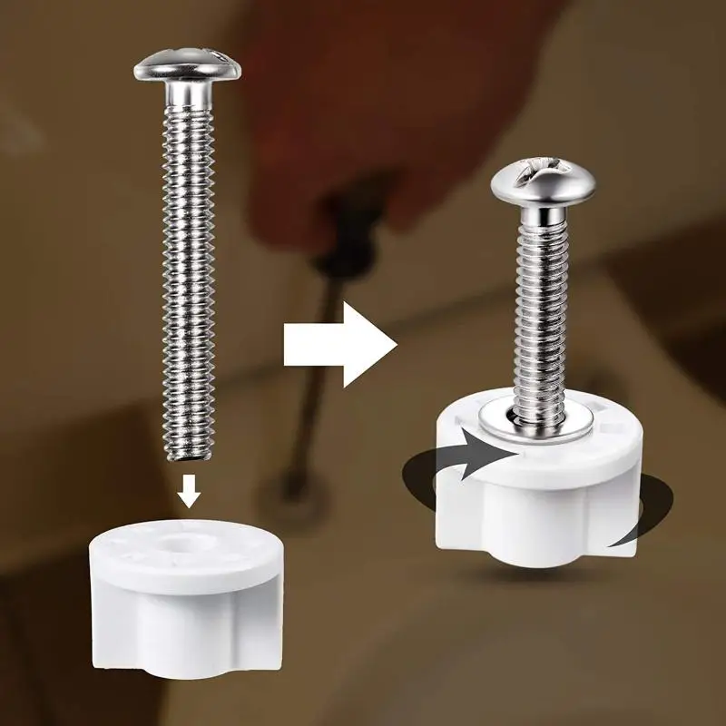 New 2Pcs M6 Toilet Seat Hinge Bolt Screw Fixings Replacement Parts Top Mounted Hinge Toilet Seat Repair Parts