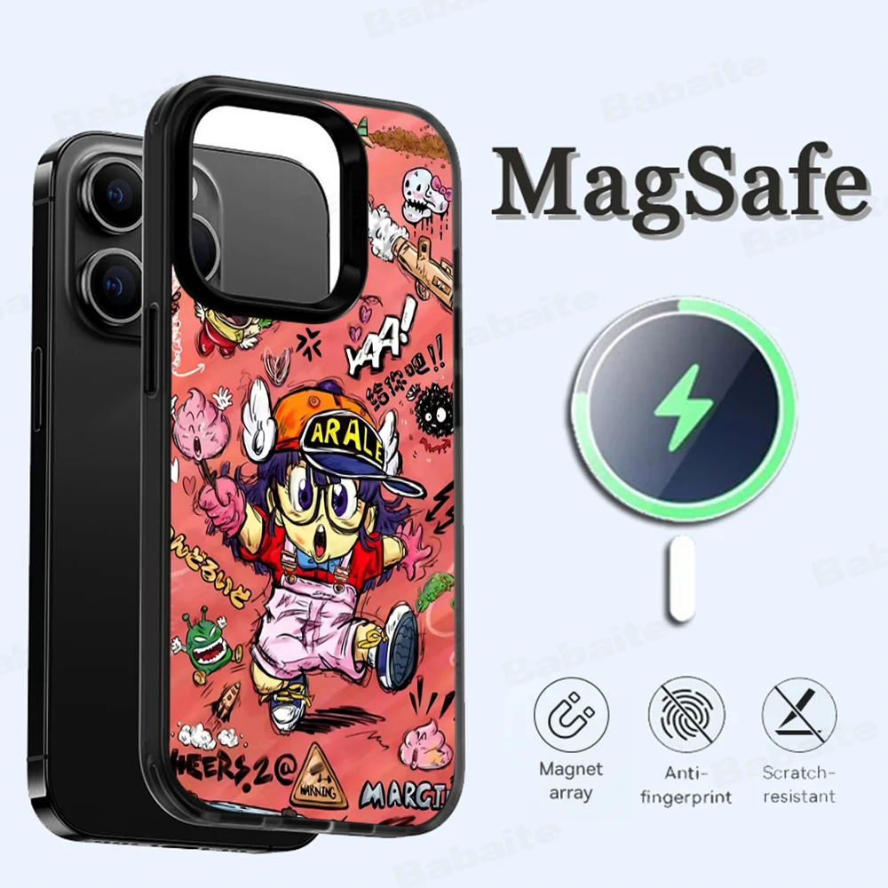 D-Dr S-Slump A-Arale Phone Case Magesafe Magnetic Wireless Charge Case For iPhone 16 11 12 13 14 15 Pro Max Plus Mini