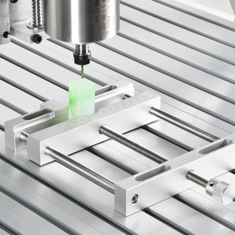 Flat-Nose Clamping Vise with Laser Engraving Scale, Drill & Grinder Holder for Engraving Machine