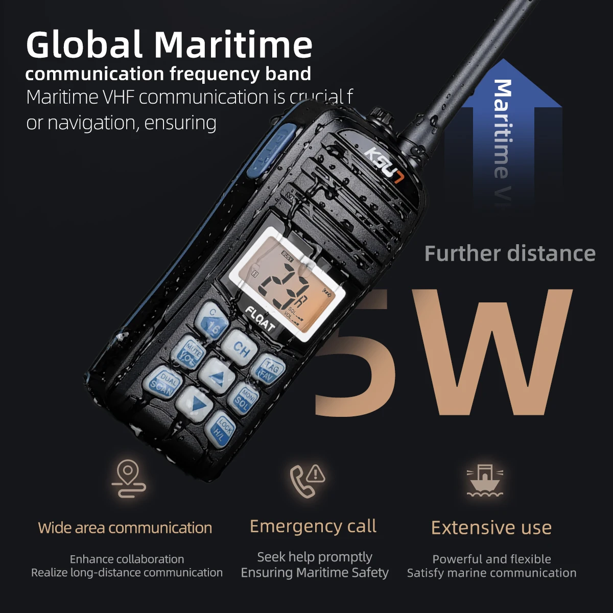 KSUT P35EX Safe Marine Radio Vhf IP67 Handheld Transceiver Water Proof Explosion-proof Walkie-talkie