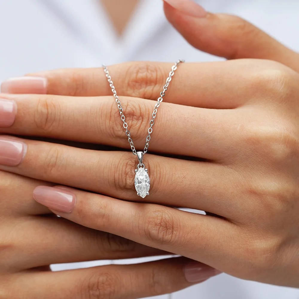 PureNew 1-3ct كلاسيكي كامل مويسانيتي قلادة للنساء S925 الفضة مطلي 18 كيلو الذهب D اللون VVS1 المرأة مويسانيتي سلسلة هدية