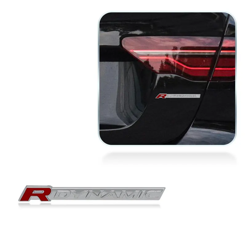 Car Metal R DYNAMIC Logo Side Fender Trunk Badge Emblem Decals Sticker For Land Rover VELAR Sport Discovery Evoque HSE Defender