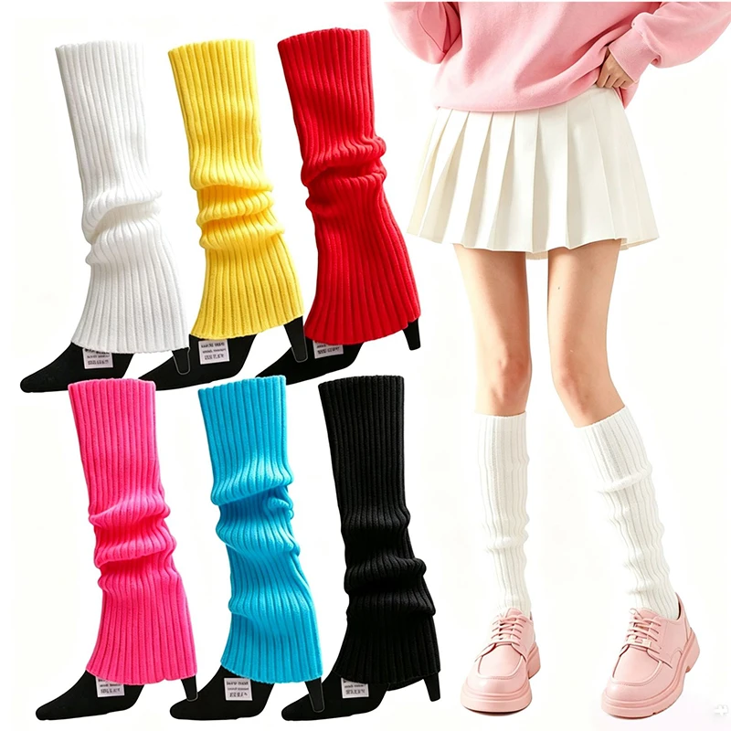 Ribbed Knit Leg Warmers for Women – Thick Warm Footless Socks, Stretchy & Stackable for Winter, Halloween, Cosplay & Daily Wear view 2