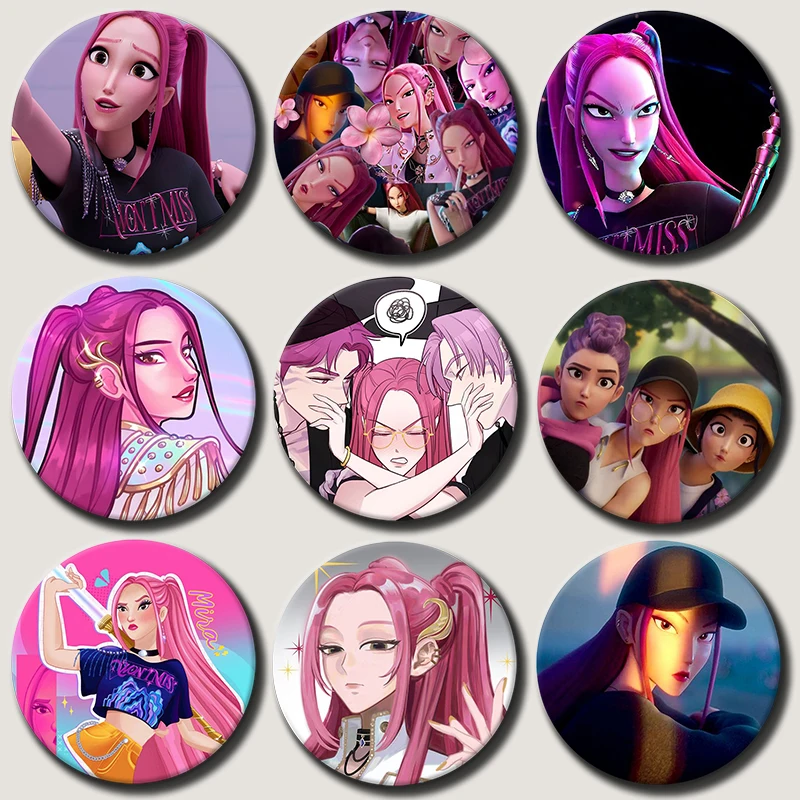 

58mm Anime Character Mira Soft Button Pin Demon Hunters Mira Cartoon Brooch Creative Badge for Backpack Clothes Decoration Gift