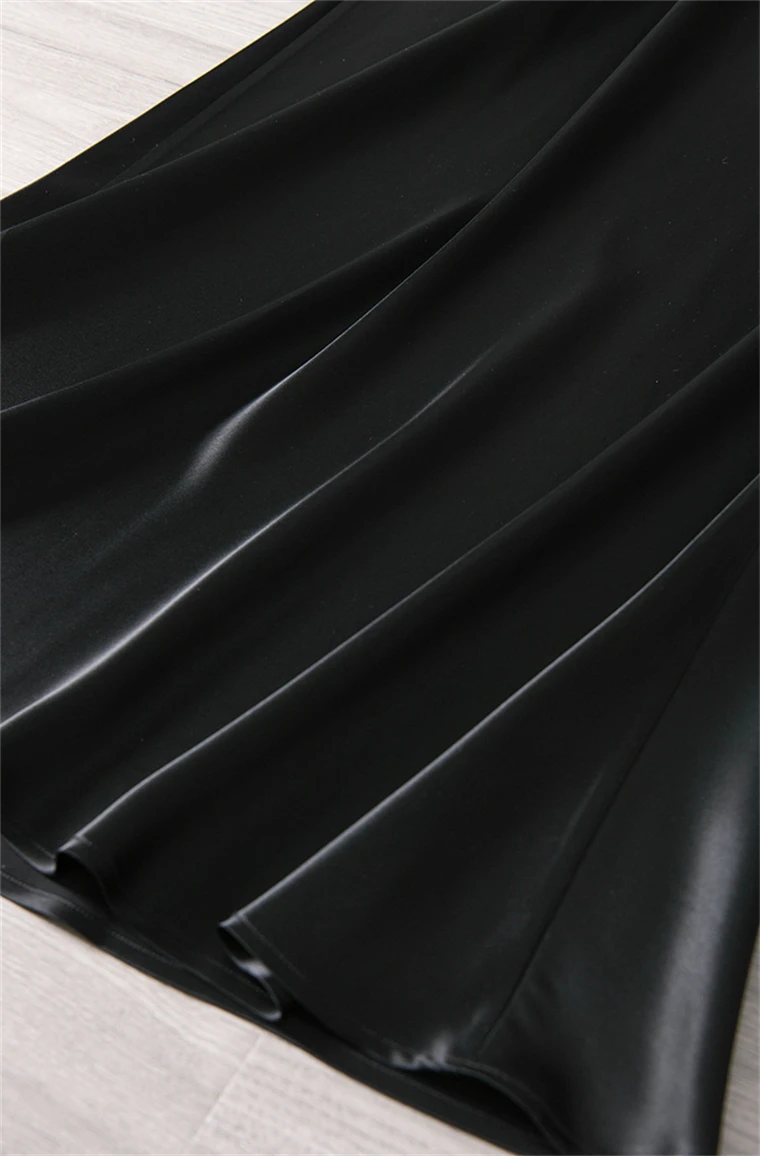 Solid Satin Long Skirts for Women 2026 Spring Summer Casual All-match Big Hem A Line Skirts High Waist Maxi Skirt Female Clothes