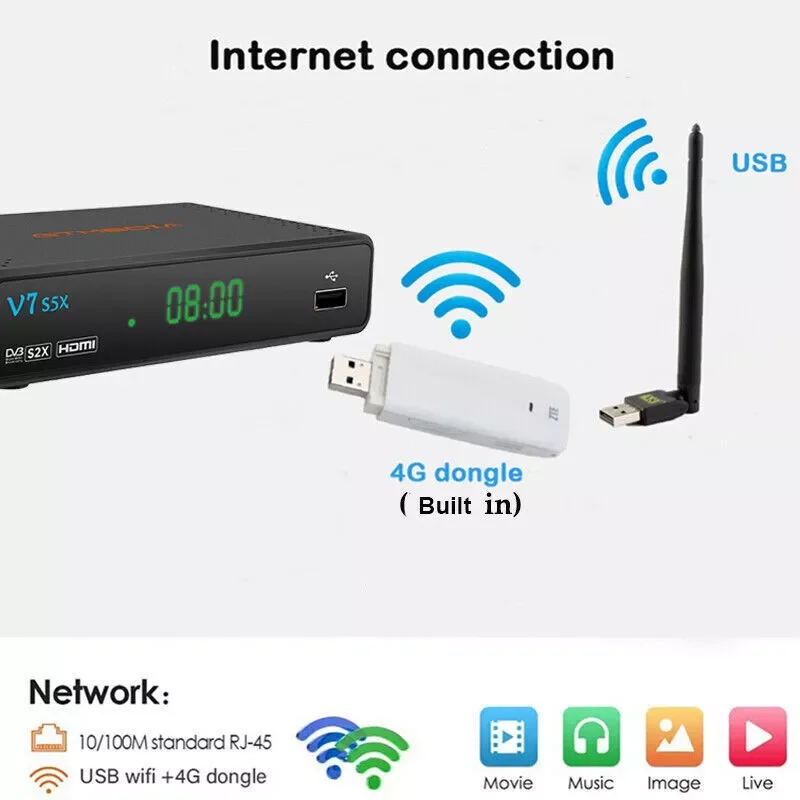 جهاز استقبال الأقمار الصناعية GTMEDIA V7 S5X DVB-S2X/S2/S مستقبل رقمي 1080P Full HD TV Box، H.265 فك التشفير مع وحدة فك ترميز USB Wifi