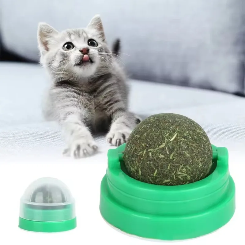 

The Catnip Cat Wall Stick-on Ball Toy Scratchers Treats Healthy Natural Removes Balls to Promote Digestion Cat Grass Snack