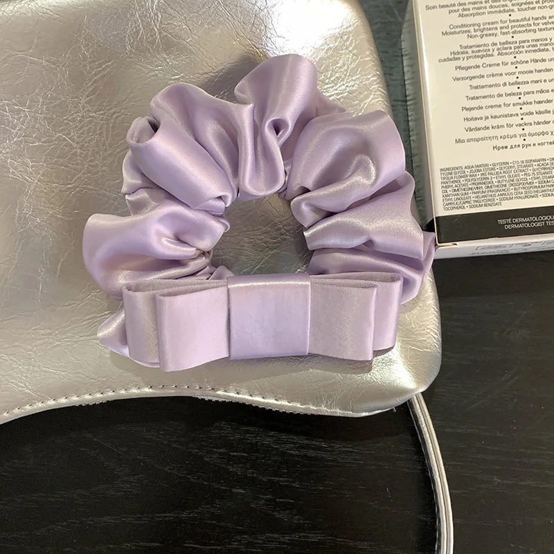 

Satin Bow Hair Tie Solid Color Minimalist Elegant Chic Hair Accessory for Women Daily Office School No Slip No Pain Gentle Hold