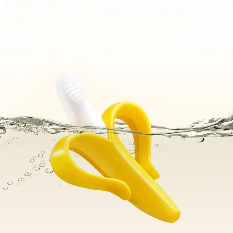 1pcs Teether Baby Banana Shape Safe Toddle Silicone Training Toothbrush BPA Free Teething Ring Chew Gum Dental Care Tools