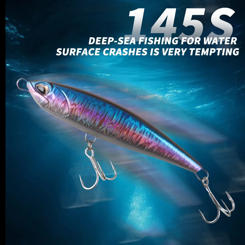 

70g 145mm Sinking Plastic Sea Hard Bait with hook Big Game Saltwater Fishing Bait Stickbait Pencil Fishing Lure