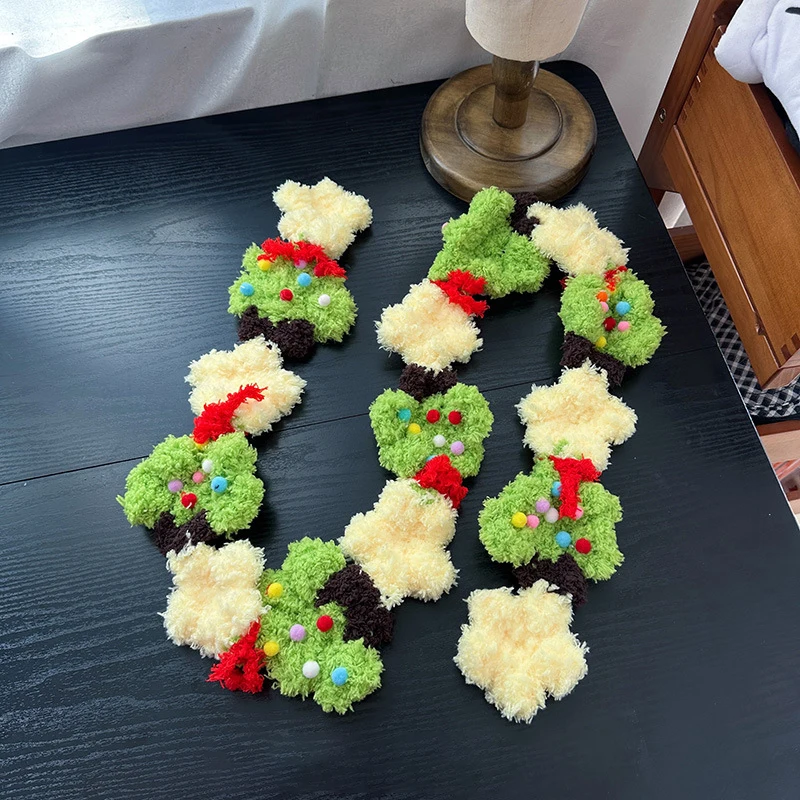 لطيف شجرة عيد الميلاد نجوم المرجان المخملية وشاح محبوك يدويا شتاء ياباني جديد دافئ وشاح الزخرفية السنة الجديدة هدية وشاح