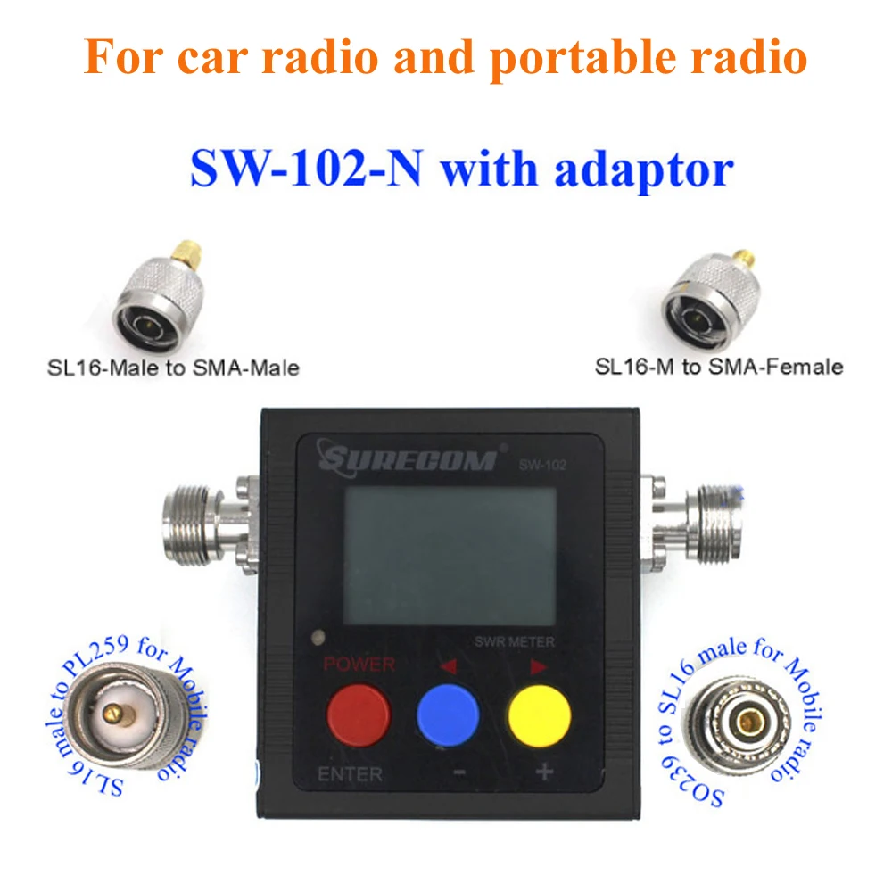 2025 New SURECOM SW-102 Meter 125-520 Mhz Digital VHF/UHF Power & SWR Meter SW102 For Baofeng 2-Way Handheld Radio