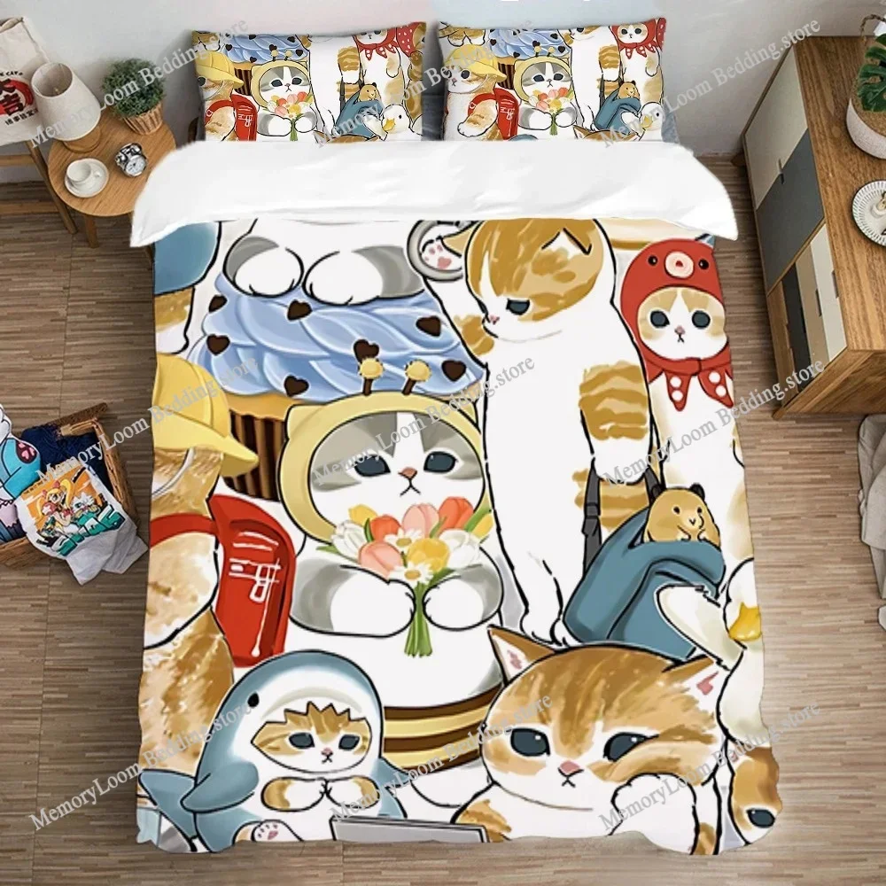 Quilt Cover Bedding Set Double Size Art Bed Linen Sets Pillowcase Duvet Covers FUN Many Kitty Cute Fashion Comforter Queen Home