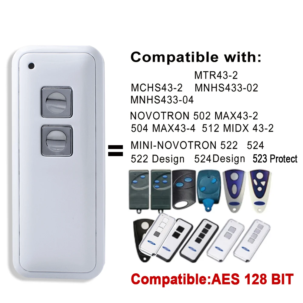 New Novotron 522 AES 128 Bit / Novotron 524 AES 128 Bit Garage Gate Door Remote Control 433.92MHz Rolling Code