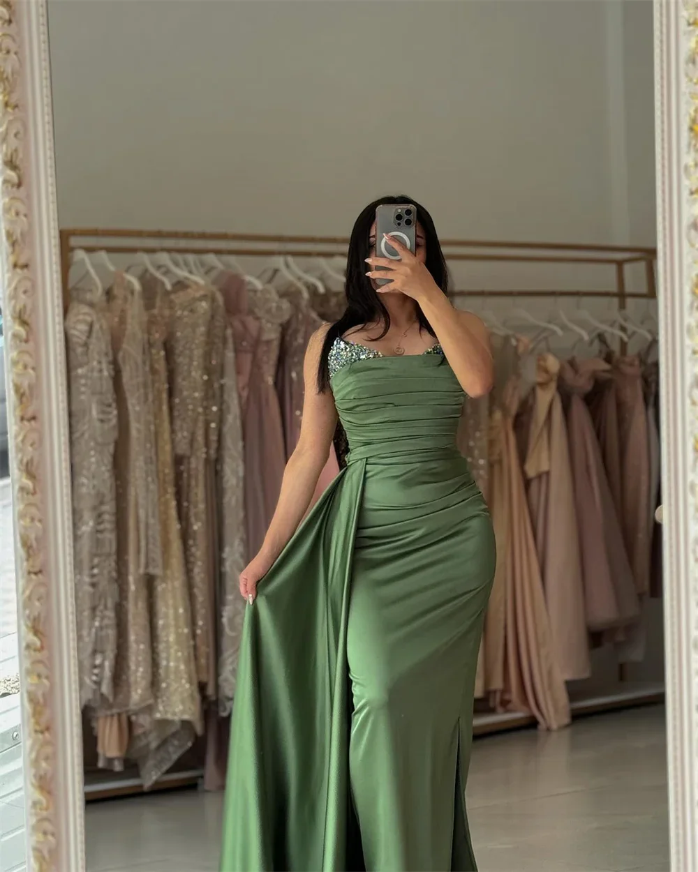 Prom Dress Formal Dearin Spaghetti Strap Column Floor Length Skirts Vertically Bespoke Occasion Dresses Saudi Arabia Evening Gow