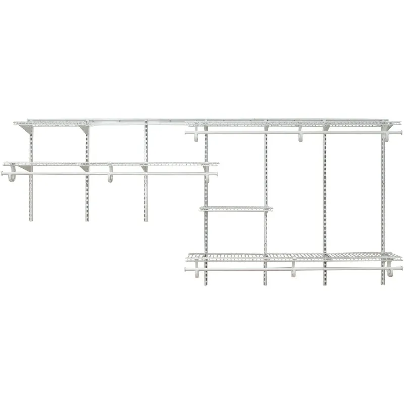 

ClosetMaid ShelfTrack Wire Closet Organizer System Adjustable from 7 to 10 Ft, with Shelves, Clothes Rods,Hardware,Durable Steel