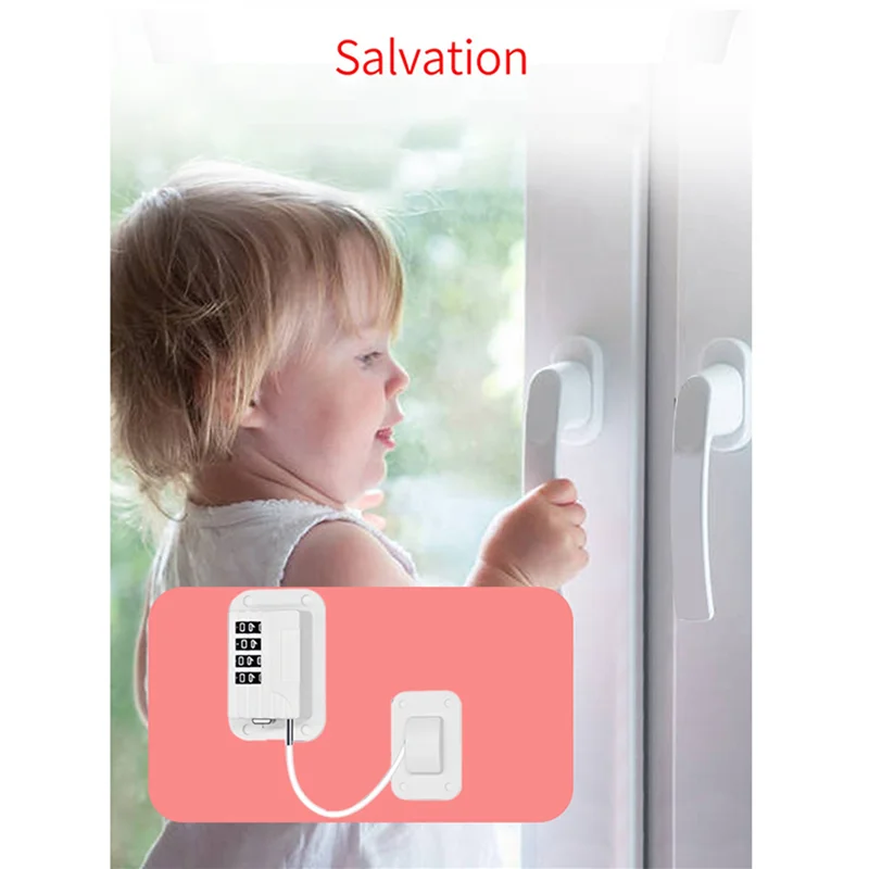 Abyo 4x fechadura de janela com senha atualizada, fechadura de segurança infantil, proteção para bebês, fechadura de geladeira, porta, armário, limitador, branco