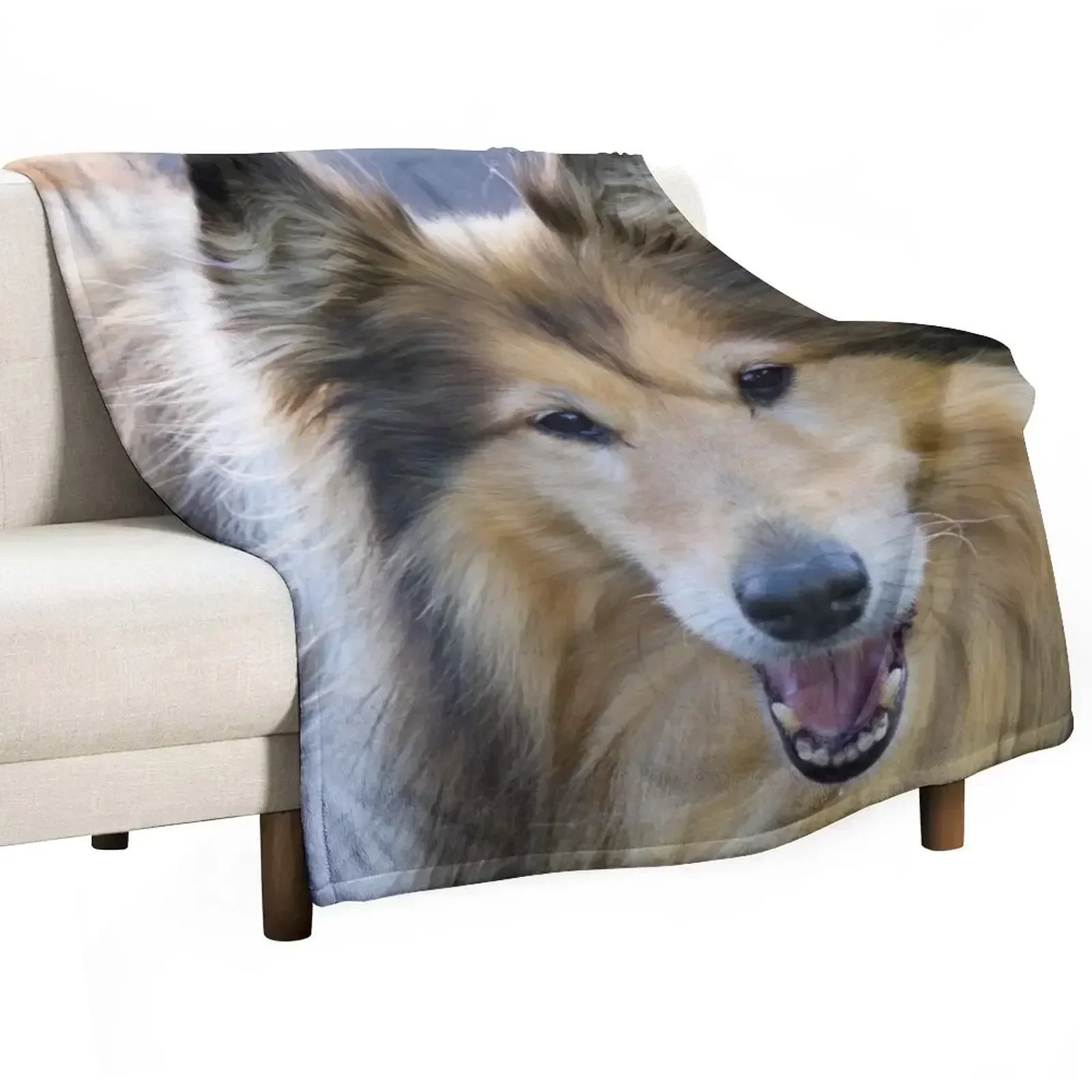 

New Happy Collie Throw Blanket Decorative Sofa christmas gifts Blankets