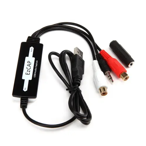EZCAP 216 Tarjeta de captura de Audio USB, convertidor de Cassette a CD/MP3, grabadora WMA WAVE, edición de Audio a Digital, Audio RCA RL de 3,5mm