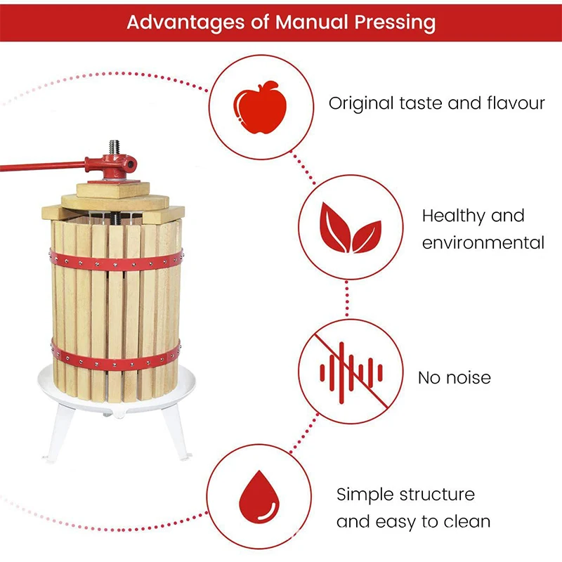 6L/12L/18L Manual basket apple press Wine grape press FT-6 Environmentally friendly materials Manual Juicer