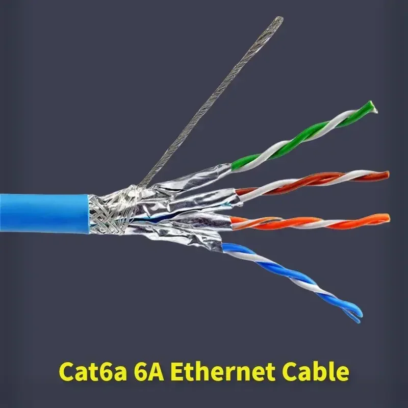 23AWG Cat6a Ethernet Cable 30M 10m 50M CAT 6A Networking Cabo RJ45 S FTP Installation Double Shield Copper 0.57mm 10G Lan Wire