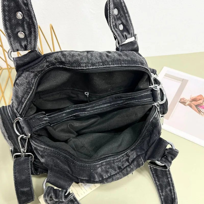Dżinsowa torba damska z wieloma kieszeniami Vintage niebieska torebka dżinsowa i torebki Portfel na ramię typu crossbody o dużej pojemności — zdjęcie 5