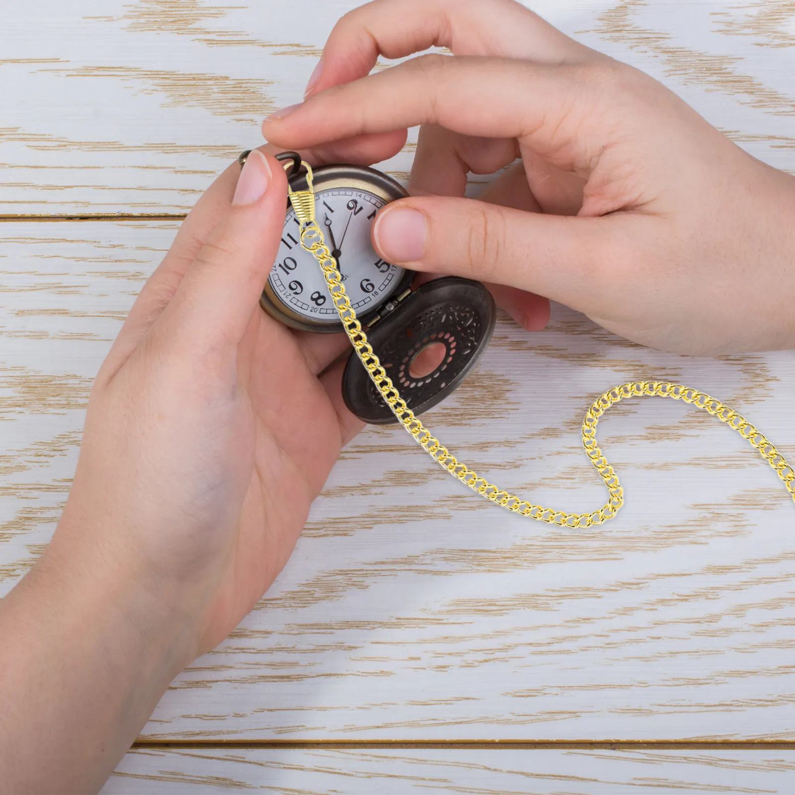 65Cm Fine Workmanship Metal Pocket Watch Chain Vintage Glossy T-Bar Buckle for Watch Holder Belt Clip Keychain DIY Gift Men